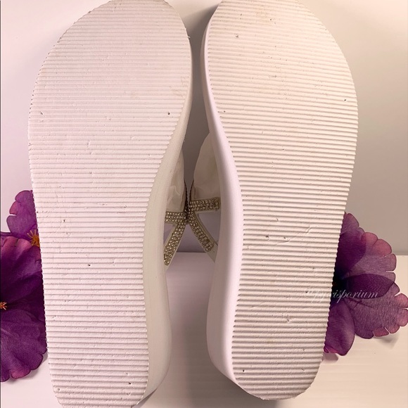 White Rhinestone Wedge Slippers - Picture 4 of 6